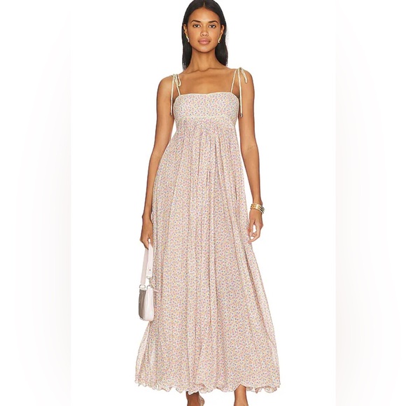 Free People Dresses & Skirts - Tie-Shoulder Floral Maxi Dress